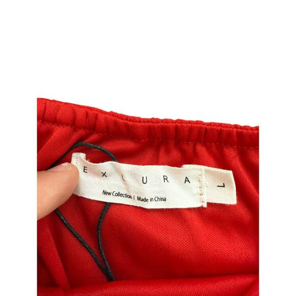 EXLURA Women's Red Spaghetti Strap Pleated romper Size Large - Picture 6 of 8